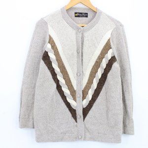 Baby Alpaca Sweater Cardigan Womens Gray Button Front Knit Made In Peru Size XL